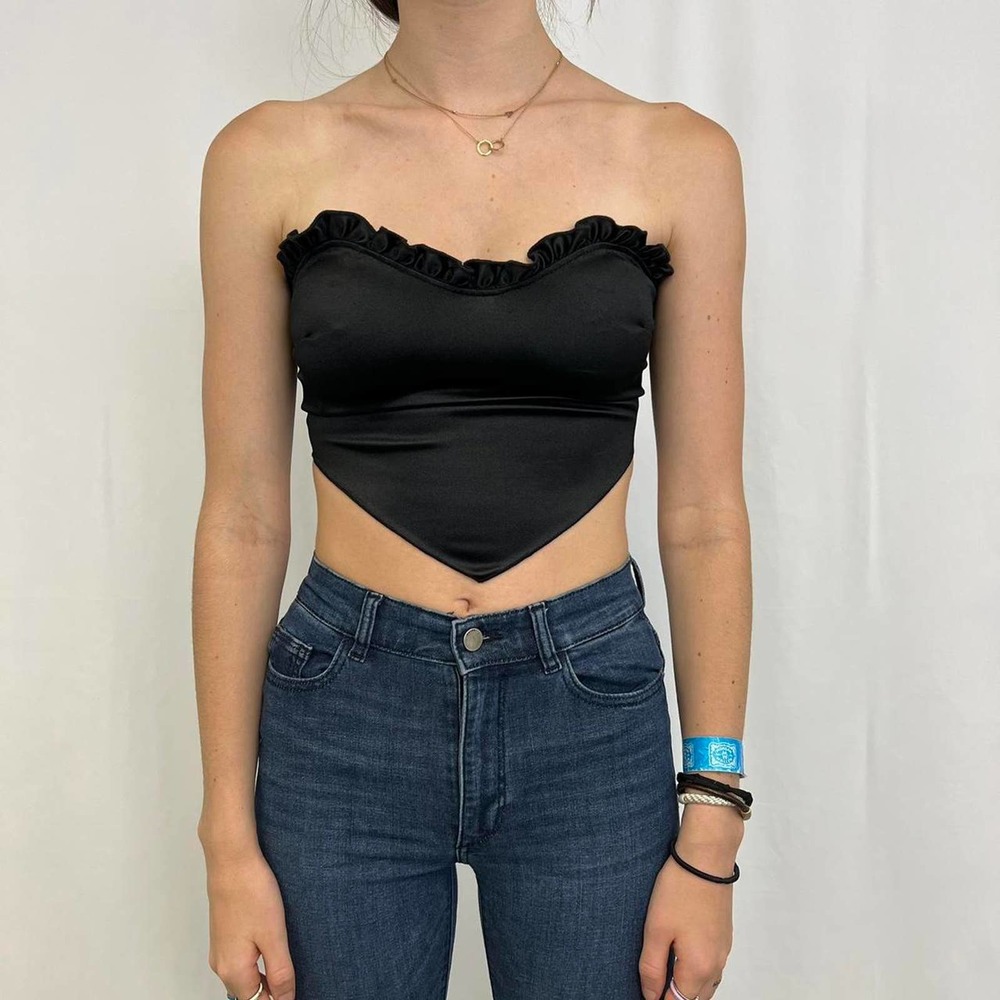 Ruffle Tie Back Crop Top